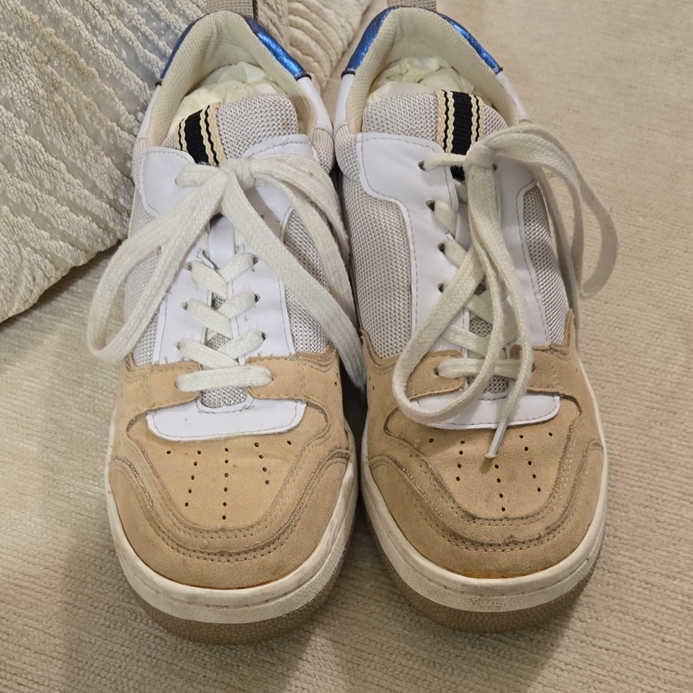 ShuShop White and Tan Sneakers